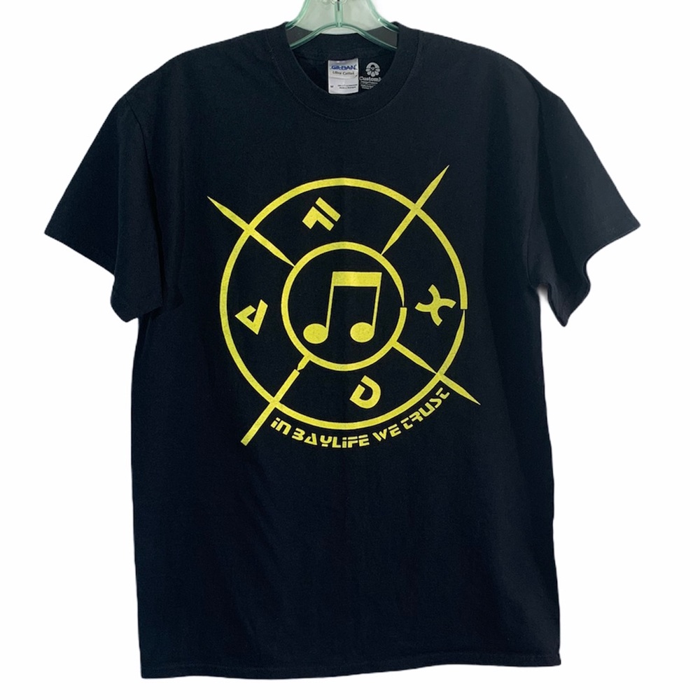 FLOW AGENTS Black T-Shirt Mens Medium In Bay life We Trust T-shirt